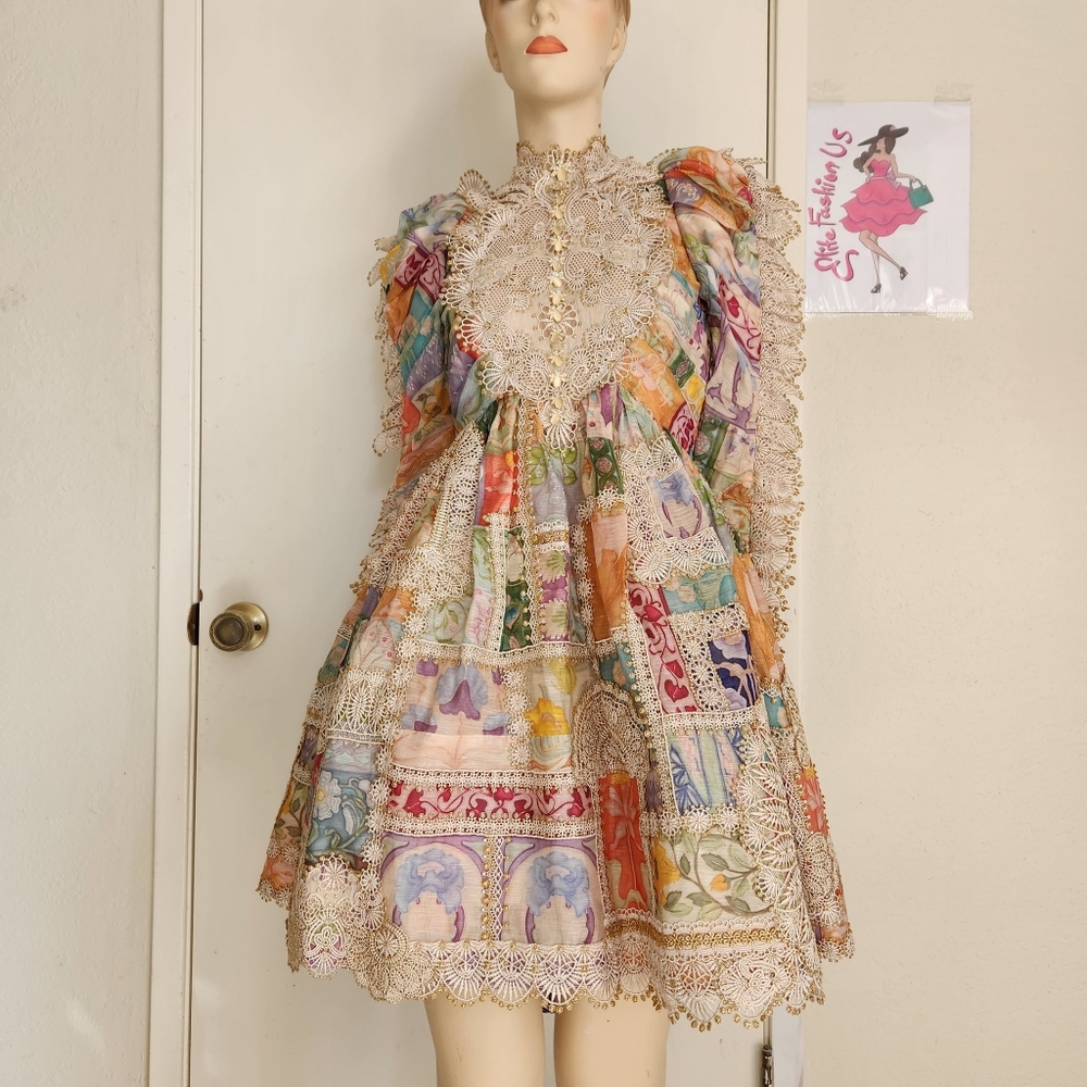 Zimmermann doily multi color short dress, tag size 0